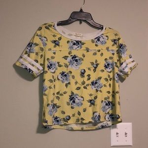 Yellow and Blue Floral Crop Top
